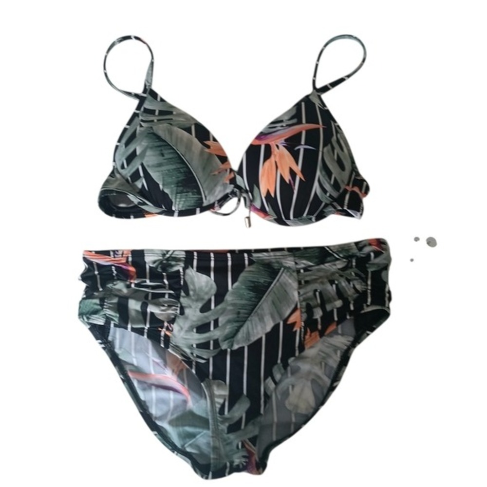 SKYE Bikini Set Women S Black Tropical Floral High Waist Stella Alessia NEW